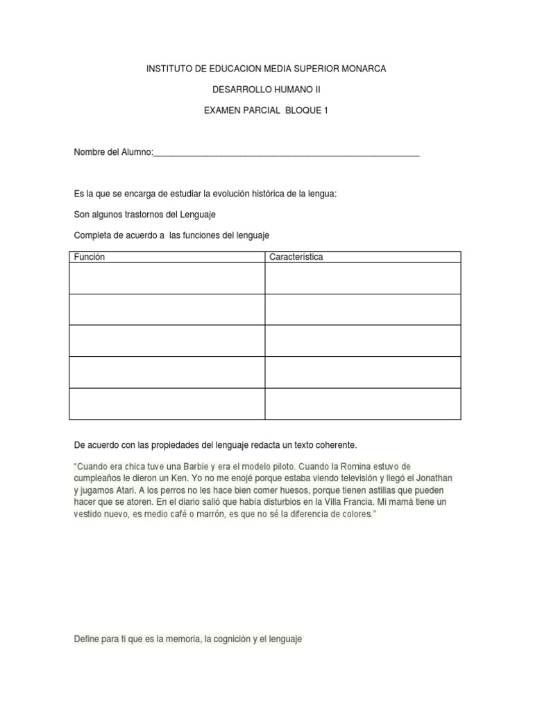 Examen de Desarrollo Humano II | PDF