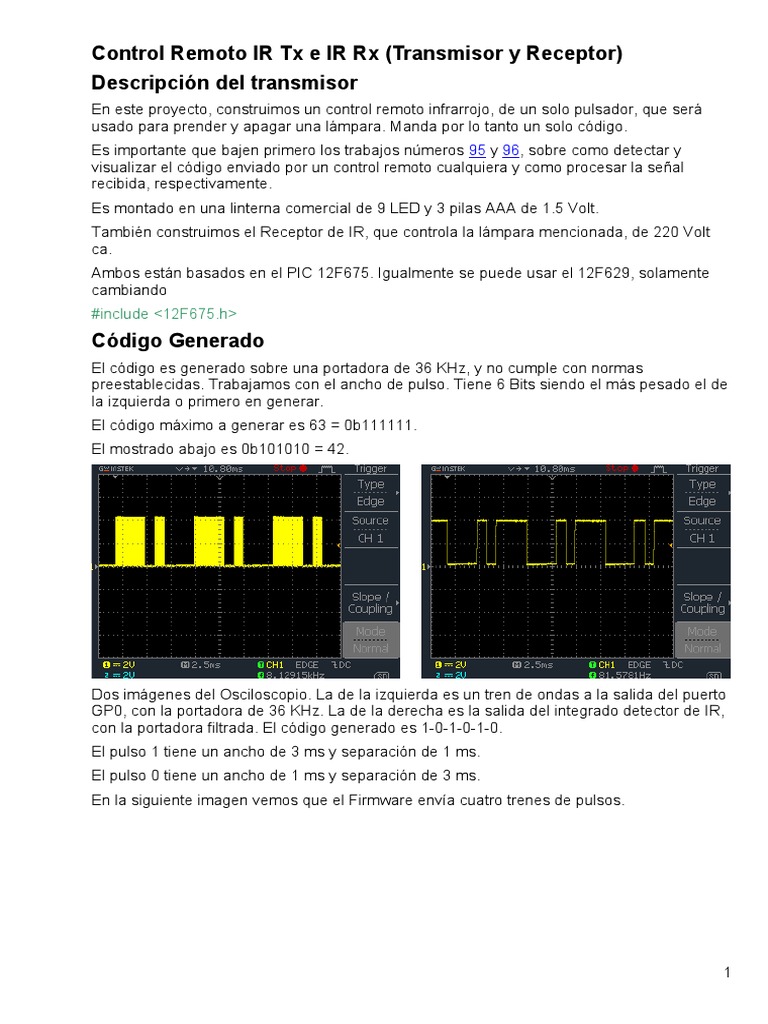 Control Remoto Infrarrojo: Tx y Rx | PDF | Control remoto | Equipo