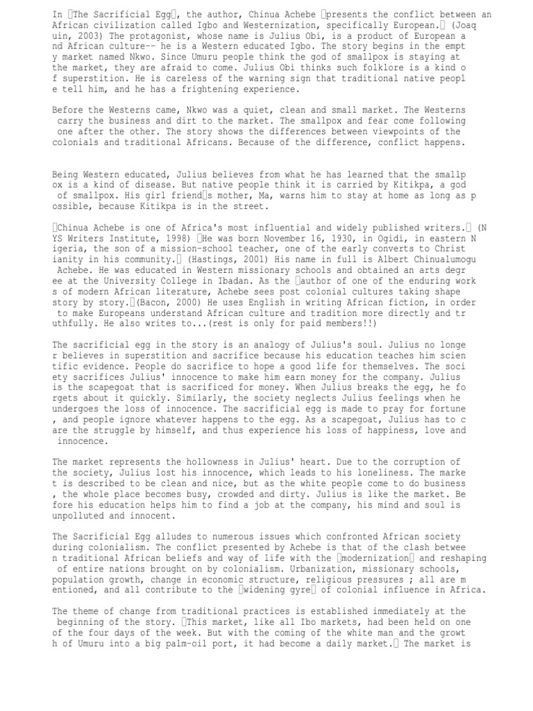The Sacrificial Egg Colonial Conflict PDF Colonialism Africa