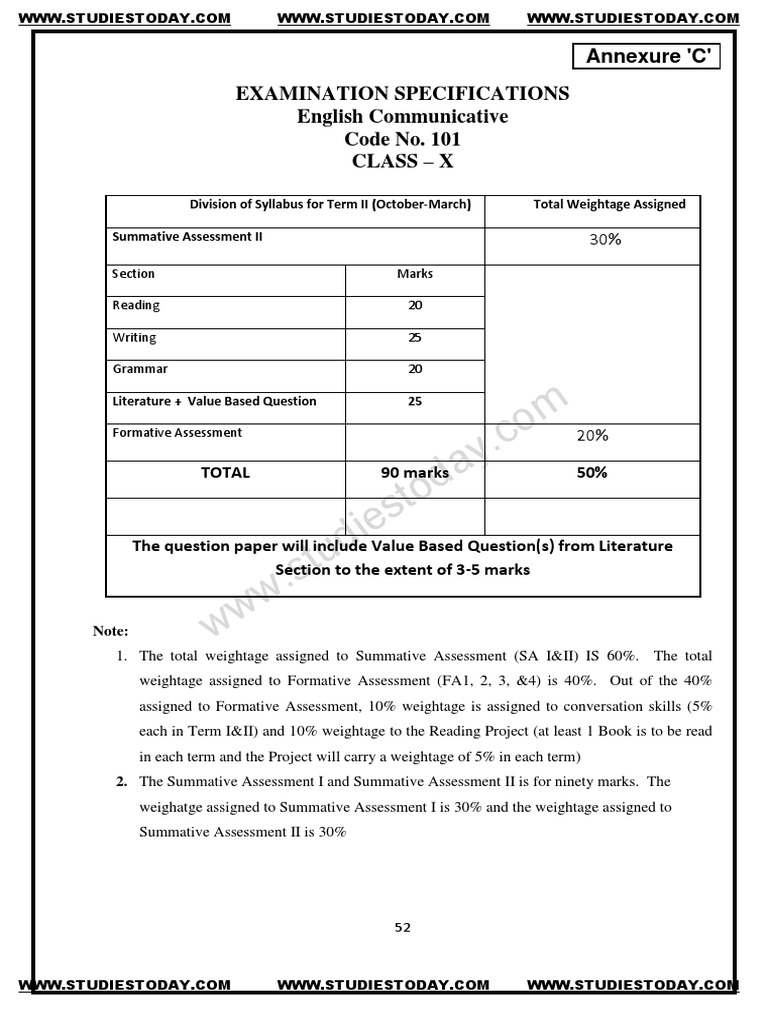 English sample paper for 10th std CBSE Reading Comprehension