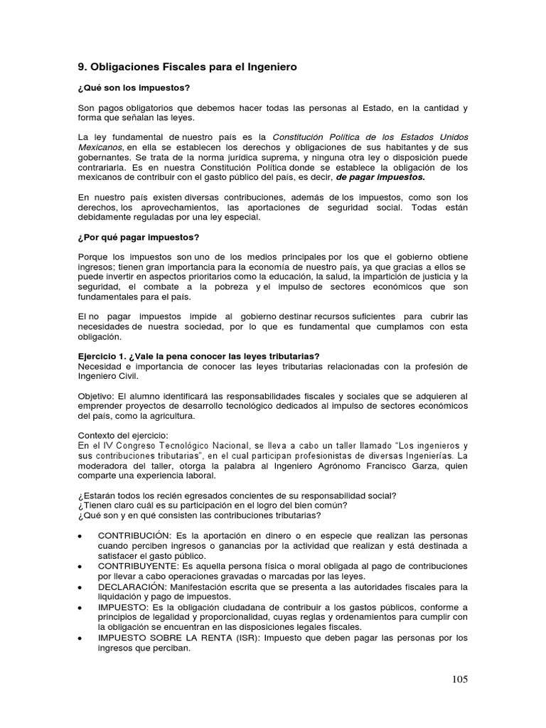 Obligaciones Fiscales para Ingenieros | PDF | Impuesto sobre la renta ...