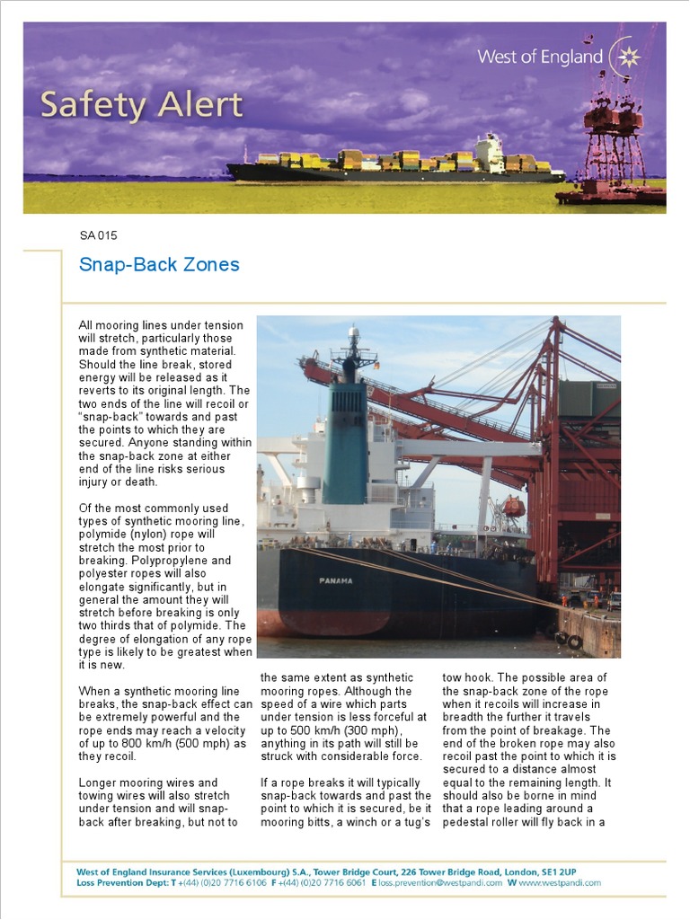 SA015 Loss Prevention Safety Alert SnapBack Zones PDF Rope