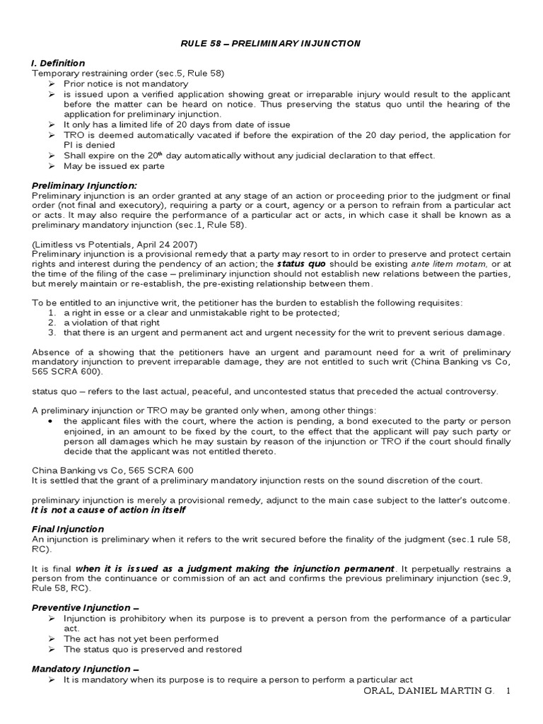 Understanding Preliminary Injunctions | PDF | Writ Of Prohibition | Summons