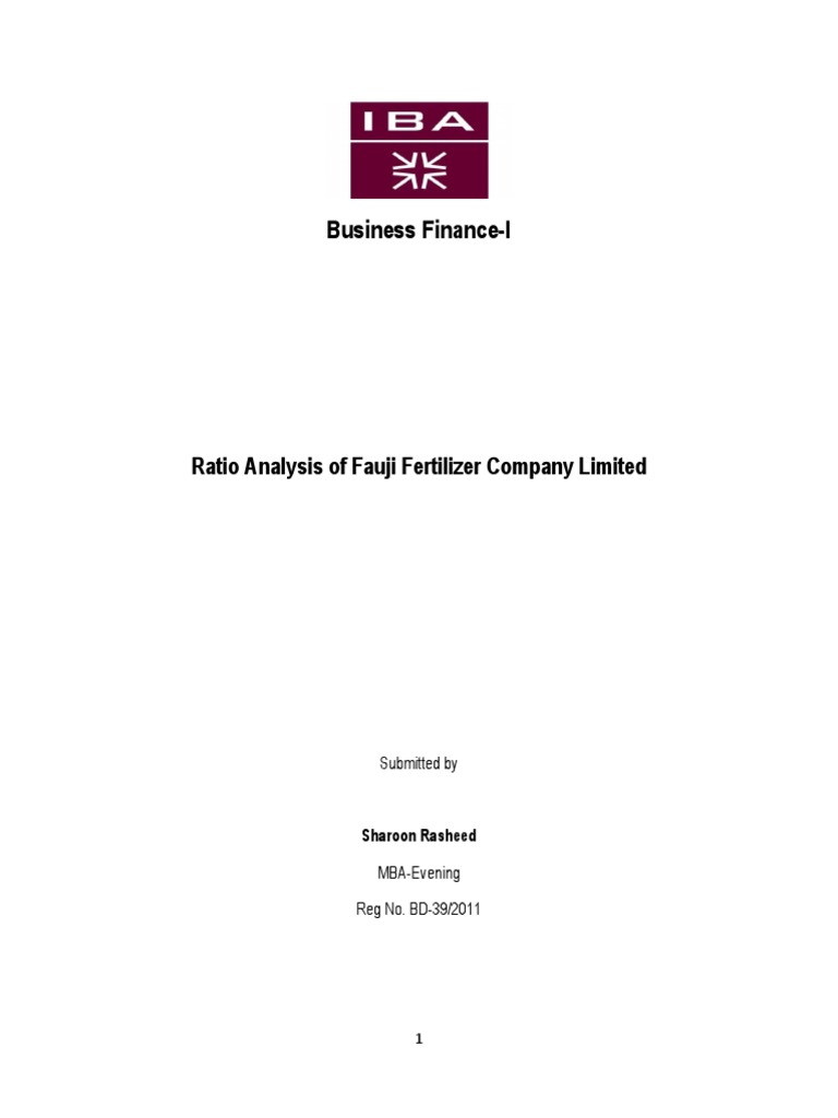 Ratio Analysis of Fauji Fertilizer | PDF | Beta (Finance) | Revenue