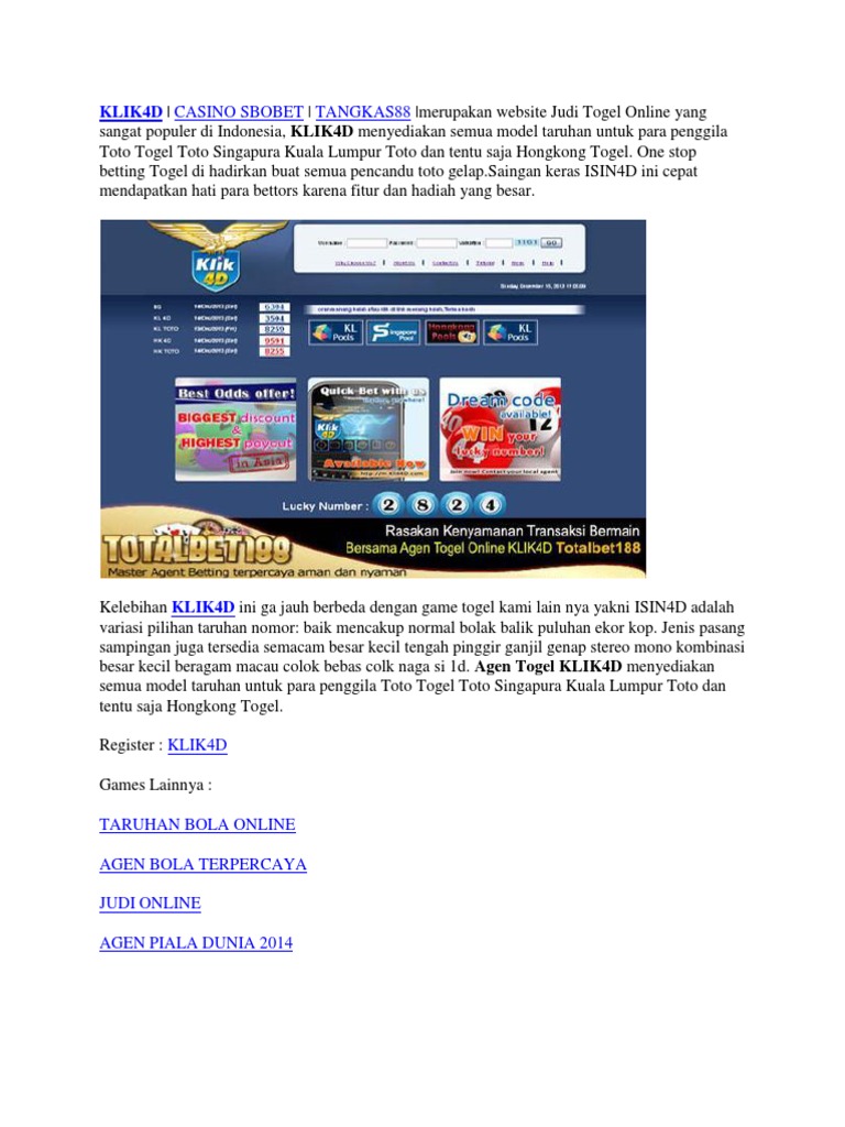 Togel Online Populer KLIK4D Indonesia | PDF