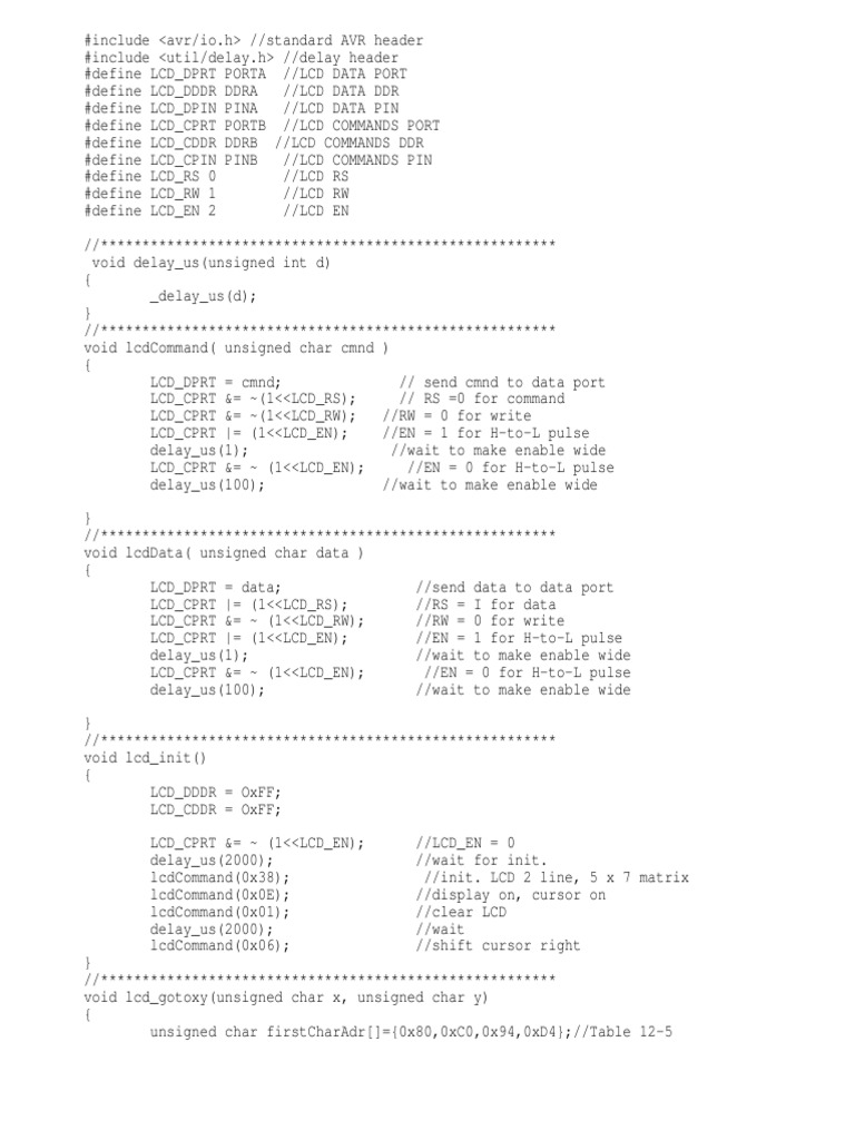 LCD Code For Avr PDF Computer Programming Computer Data