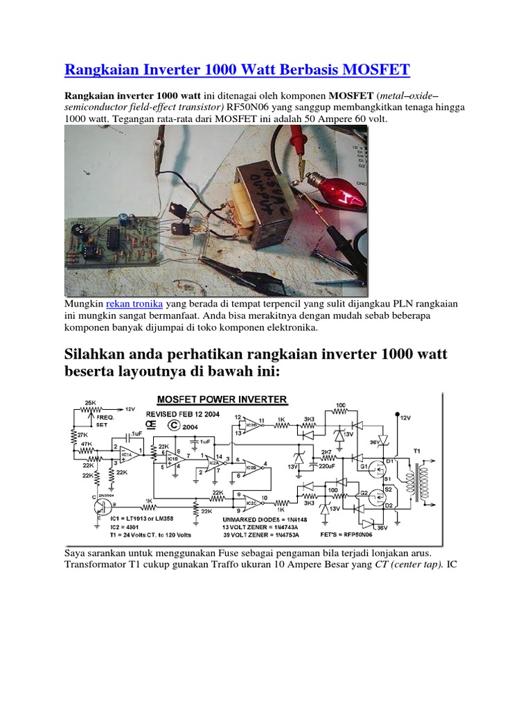 Rangkaian Inverter 1000 Watt Berbasis MOSFET | PDF | Sains & Matematika ...