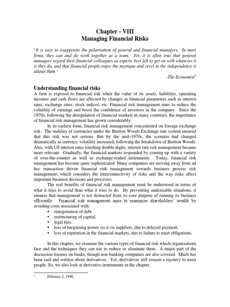 Managing Financial Risk | PDF | Option (Finance) | Futures Contract