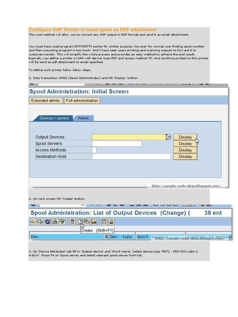 Configure SAP Printer To Send Spool As PDF Attachment | PDF | Computers