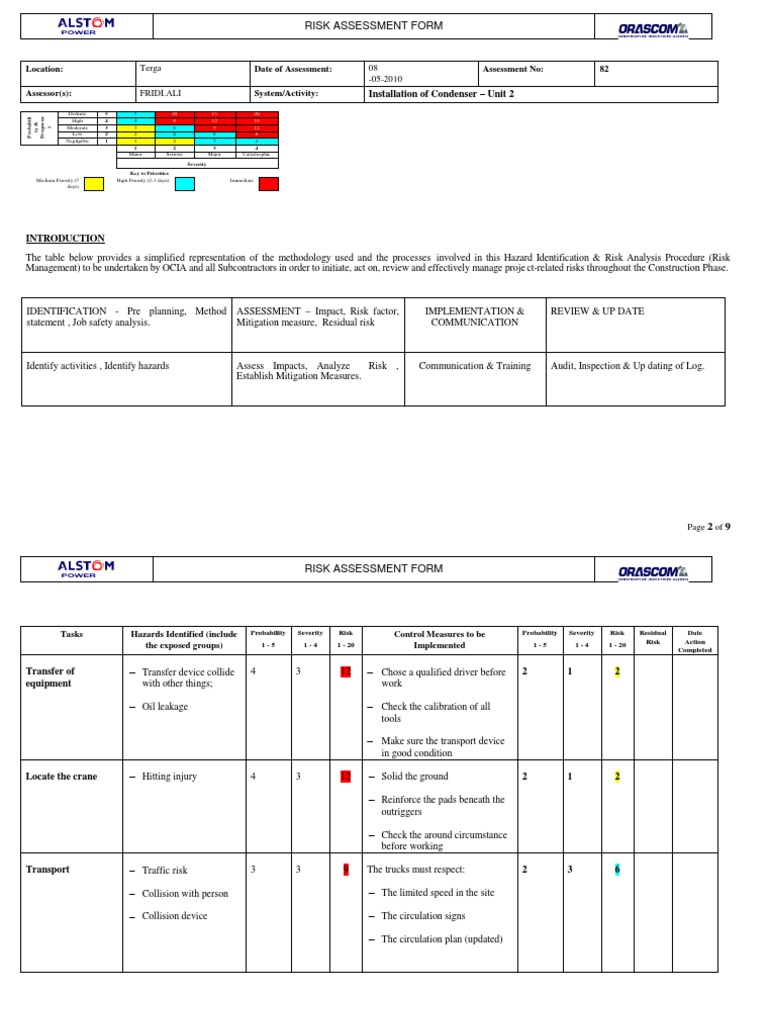 Risk Assessment for Condenser Installation | PDF | Personal Protective ...