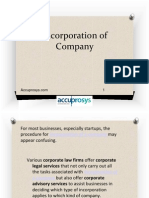 SEO Incorporation of Company