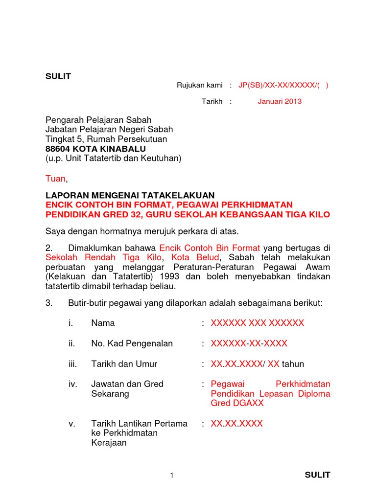 Contoh Surat Arahan Thumbprint Masuk Kerja Bahasa English