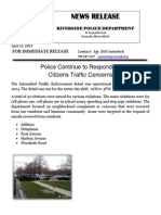 News Release: Police Continue To Respond To Citizens Traffic Concerns