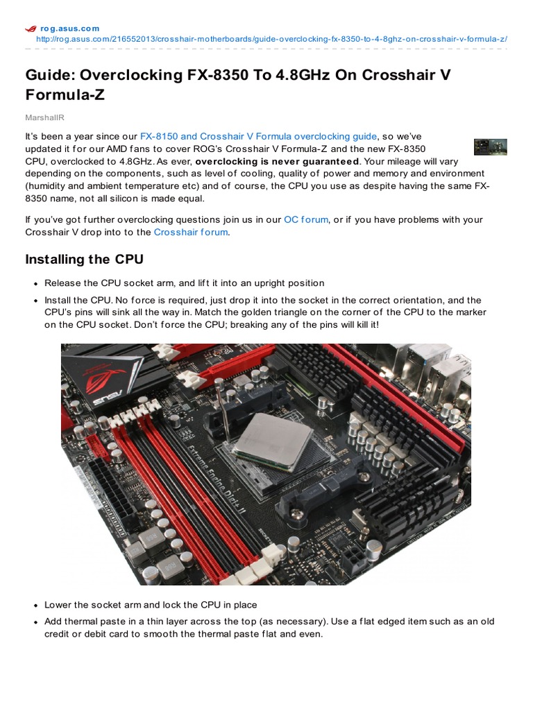 Overclock FX-8350 to 4.8GHz Guide | PDF | Bios | Booting, image size:768x1024