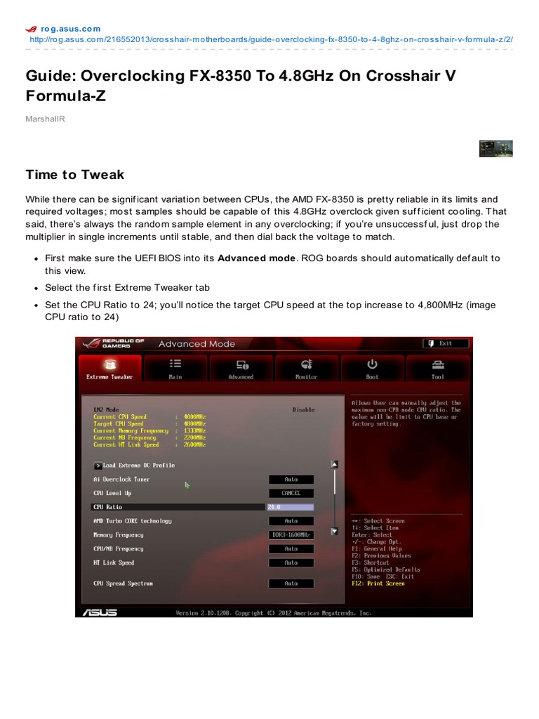 Guide: Overclocking FX-8350 To 4.8GHz On Crosshair V Formula-Z | PDF |  Manufactured Goods | Computer Hardware, image size:768x1024