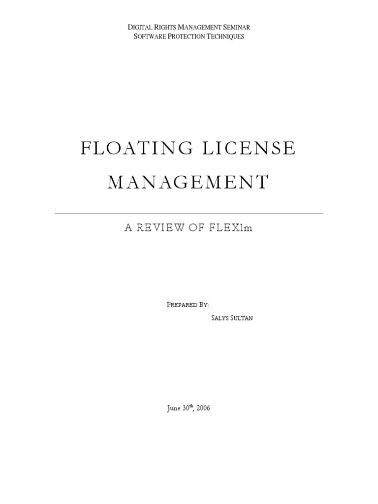 Floating License Management A Review of FlexLM PDF Port