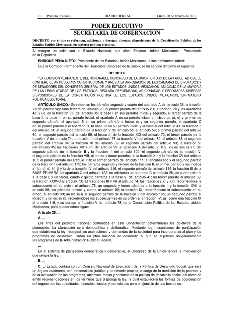 CPEUM Ref 216 10feb14 | PDF | Presidentes de los Estados Unidos ...