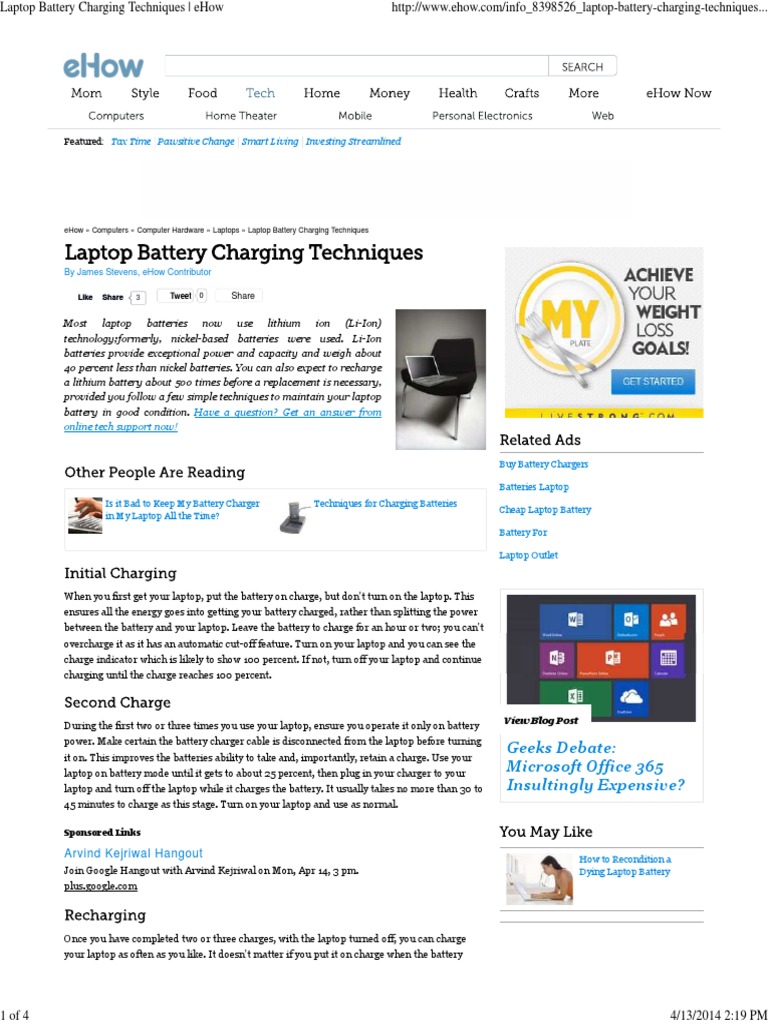 Laptop Battery Charging Techniques PDF Battery Charger Battery