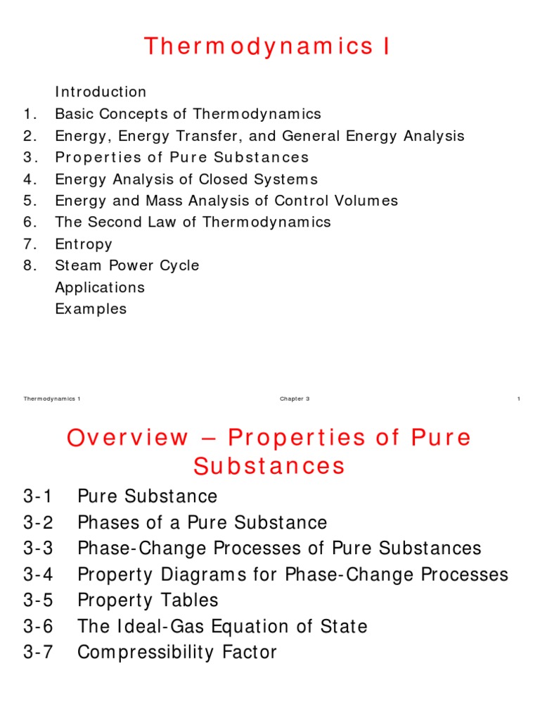 Thermodynamics 1 - Properties of Pure Substances | Phase (Matter ...