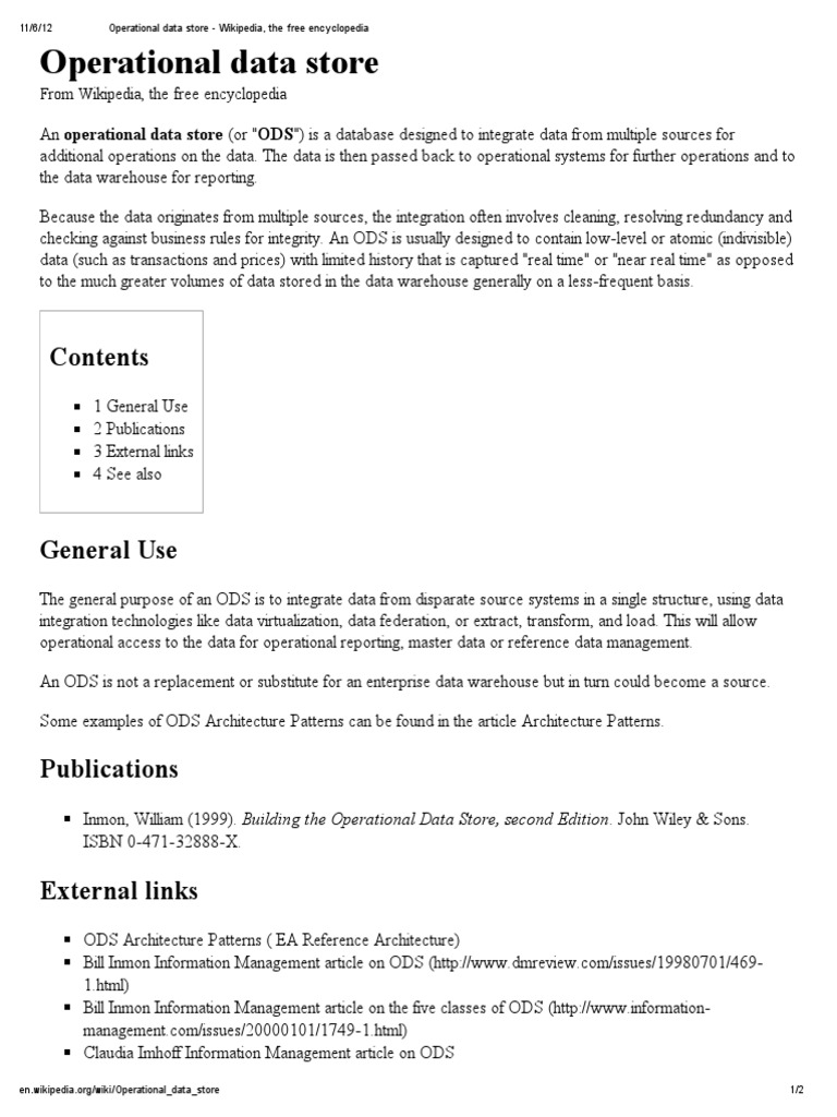 Operational Data Store Pdf – Operational Data Store Meaning – ANPBO