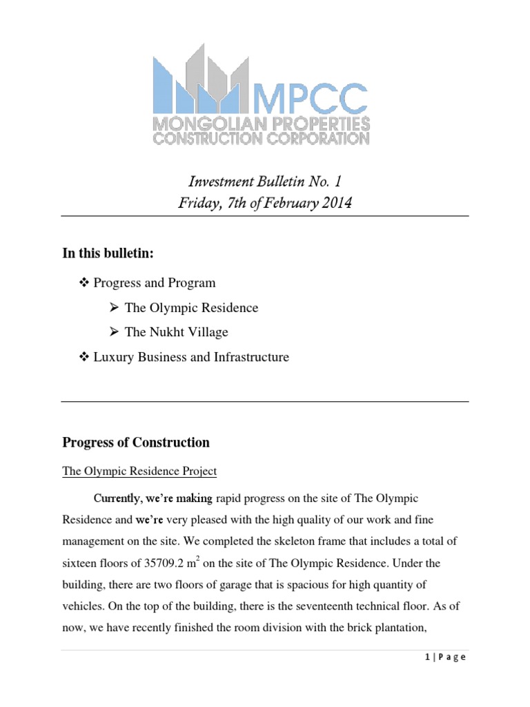 Investment Bulletin No. 1 Friday, 7th of February 2014 Hvac
