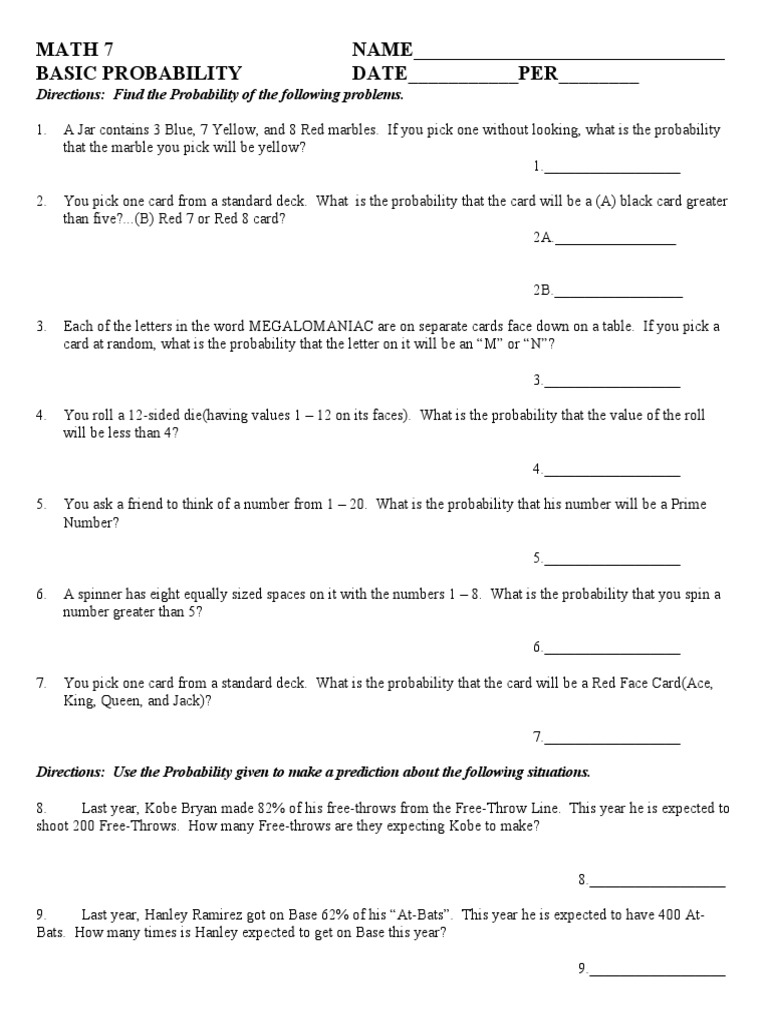 Probabilty Quiz1 | PDF