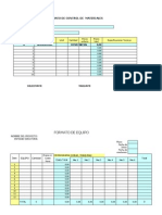 Formato de Control de Materiales, Obra, Equipo