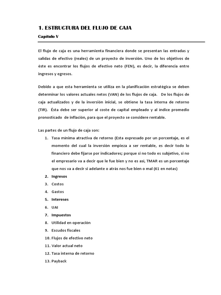 Estructura del Flujo de Caja en Proyectos | PDF | Valor presente neto ...
