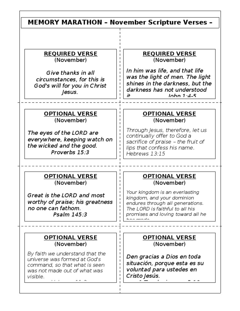 November Verses - Third Grade | PDF