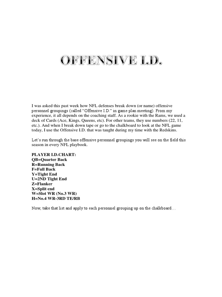 NFL Offensive Personnel Guide | PDF