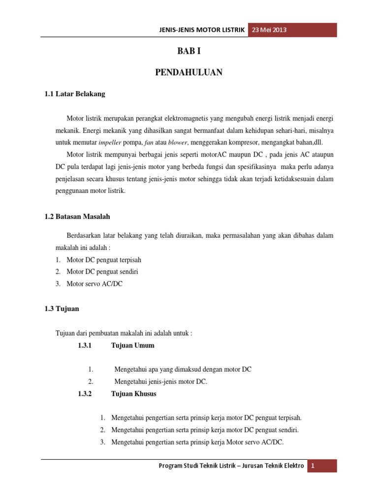 Makalah Jenis Jenis Motor Listrik Makalah Jenis Jenis Motor Listrik