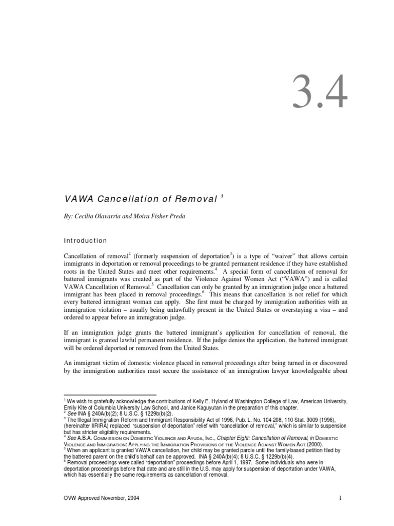 Www3 4 Vawa Cancellation of Removal | PDF | Removal Proceedings ...