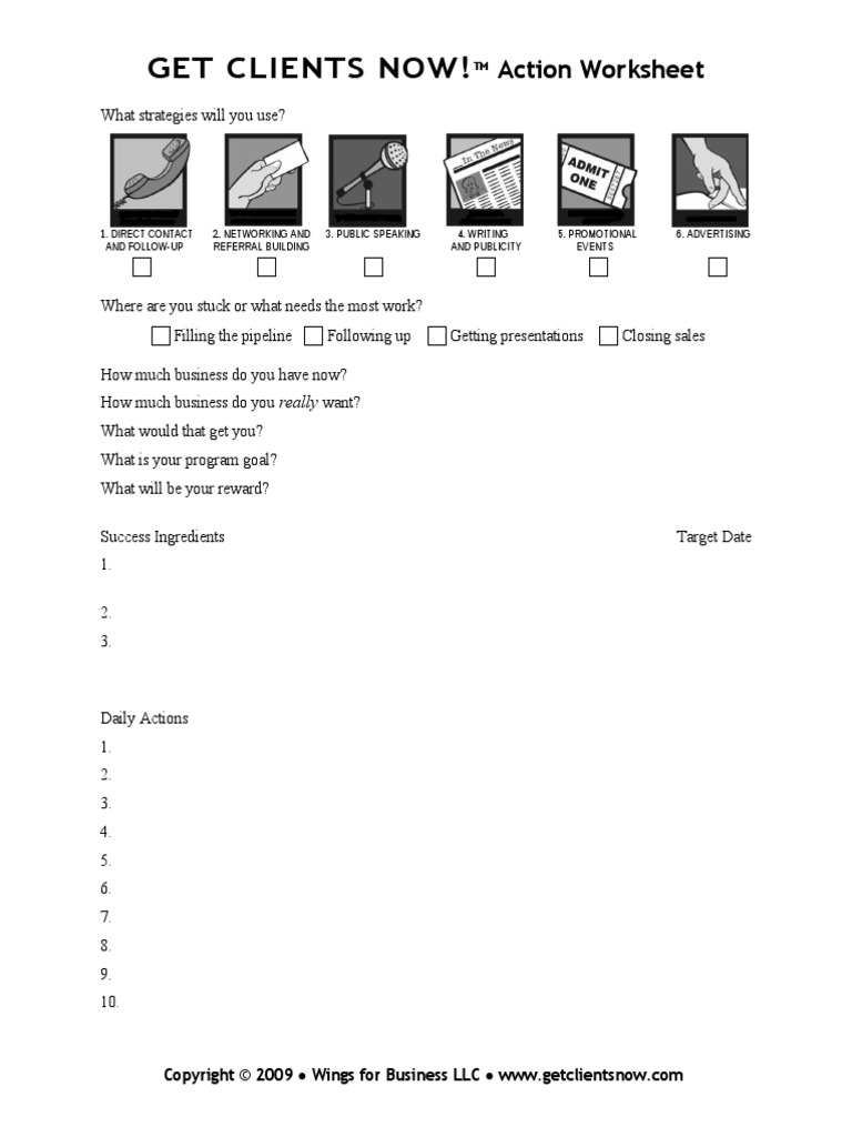 Get Clients Now Worksheet PDF