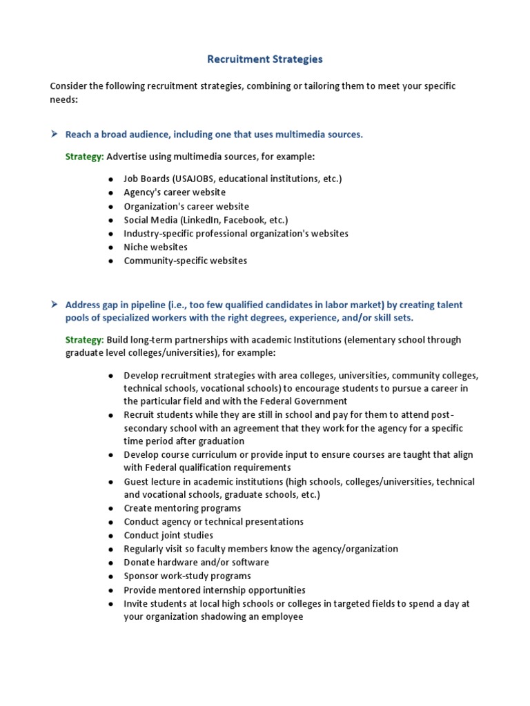 Recruitment Strategies Matrix Recruitment Graduate School