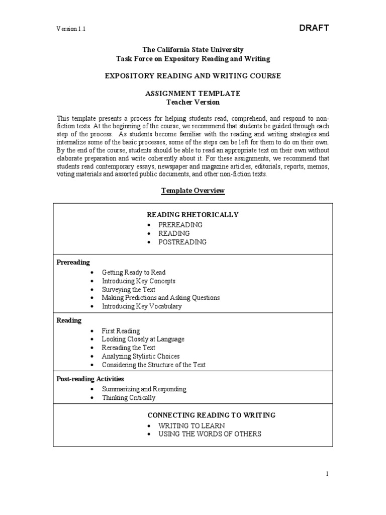 CSU Expository Reading and Writing PDF Reading Comprehension Essays