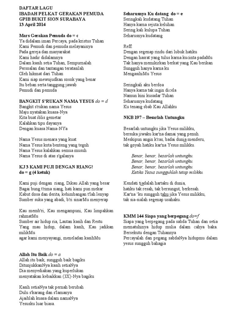Susunan Lagu Ibadah Pemuda PDF