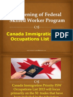 Canada Immigration FSW Occupations List 2014