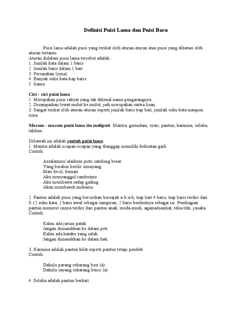 Ciri Puisi Mantra Adalah - Kumpulan Puisi