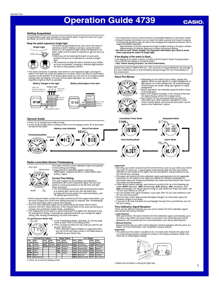 ødemark Gods Efternavn Casio LWA Waveceptor Instructions Manual | PDF | Watch | Battery  (Electricity)