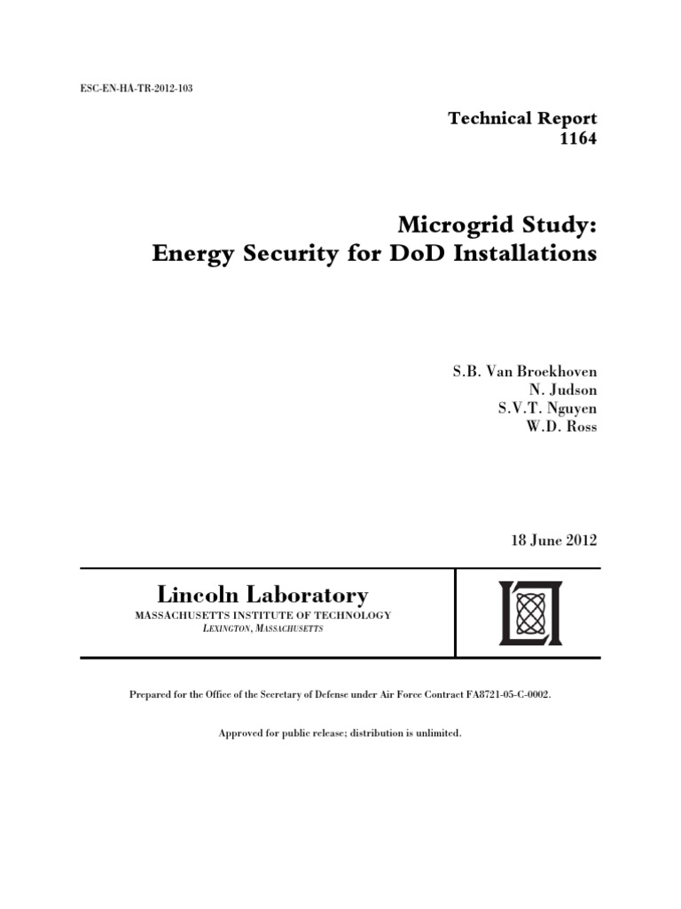 MIT LL DoD Microgrid Study TR-1164 18jun12 | PDF | Distributed ...