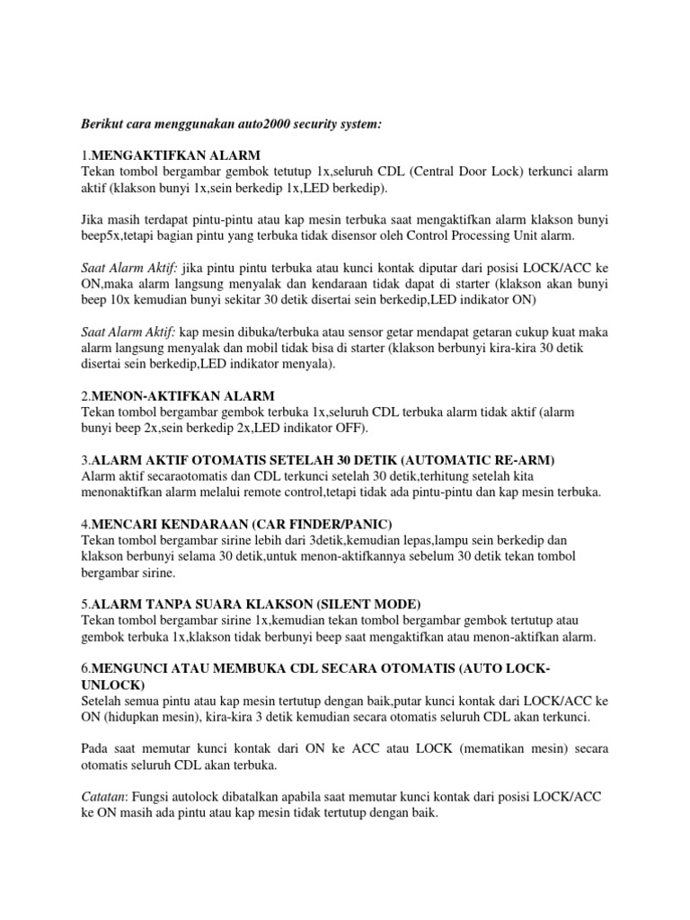 Manual Book Avanza Security System PDF