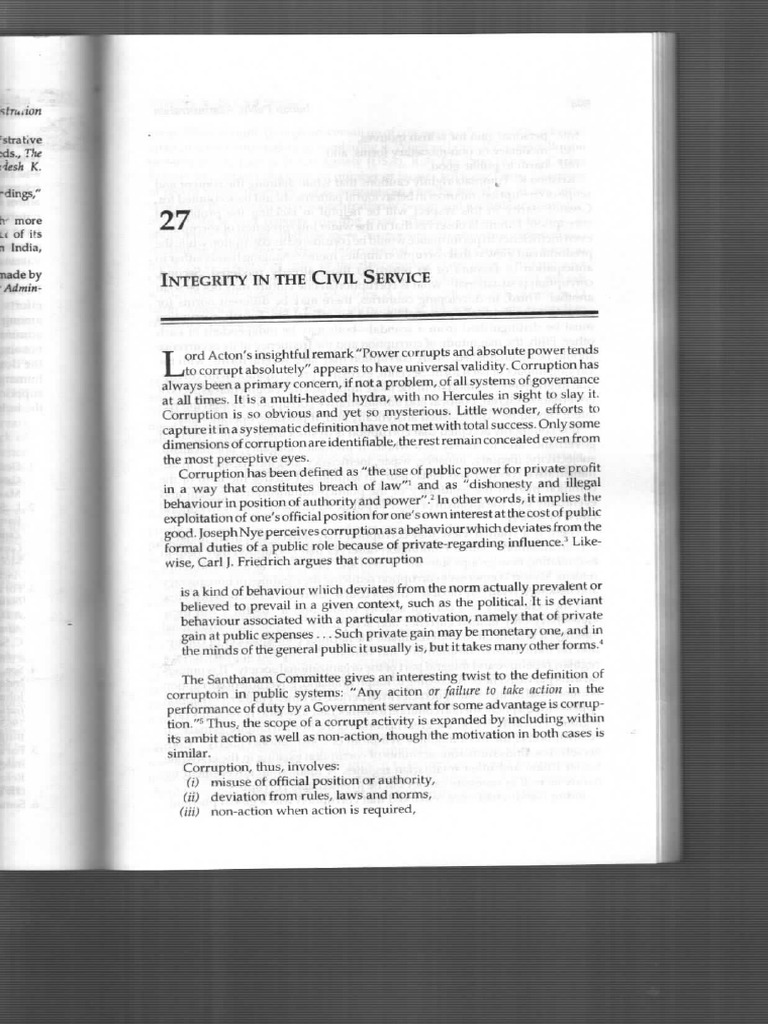 Integrity in The Civil Service | PDF