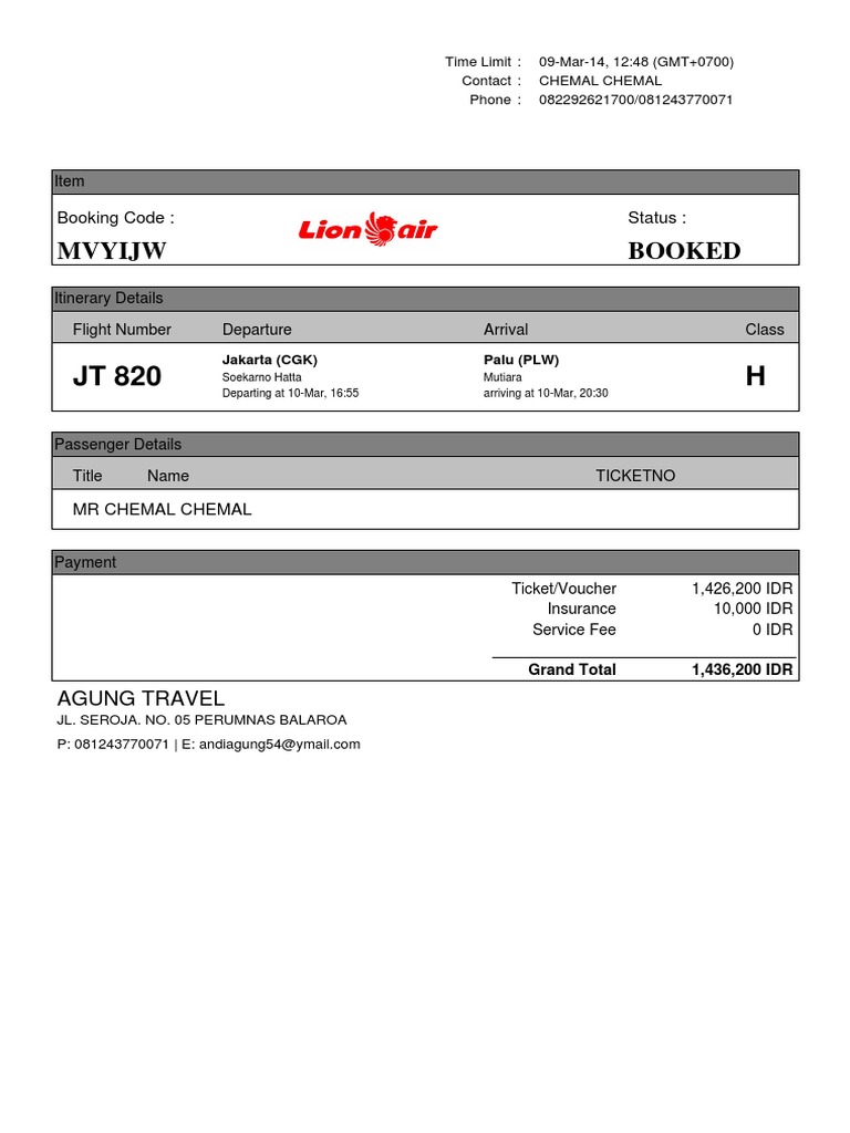 Mvyijw Booked: Booking Code: Status | PDF