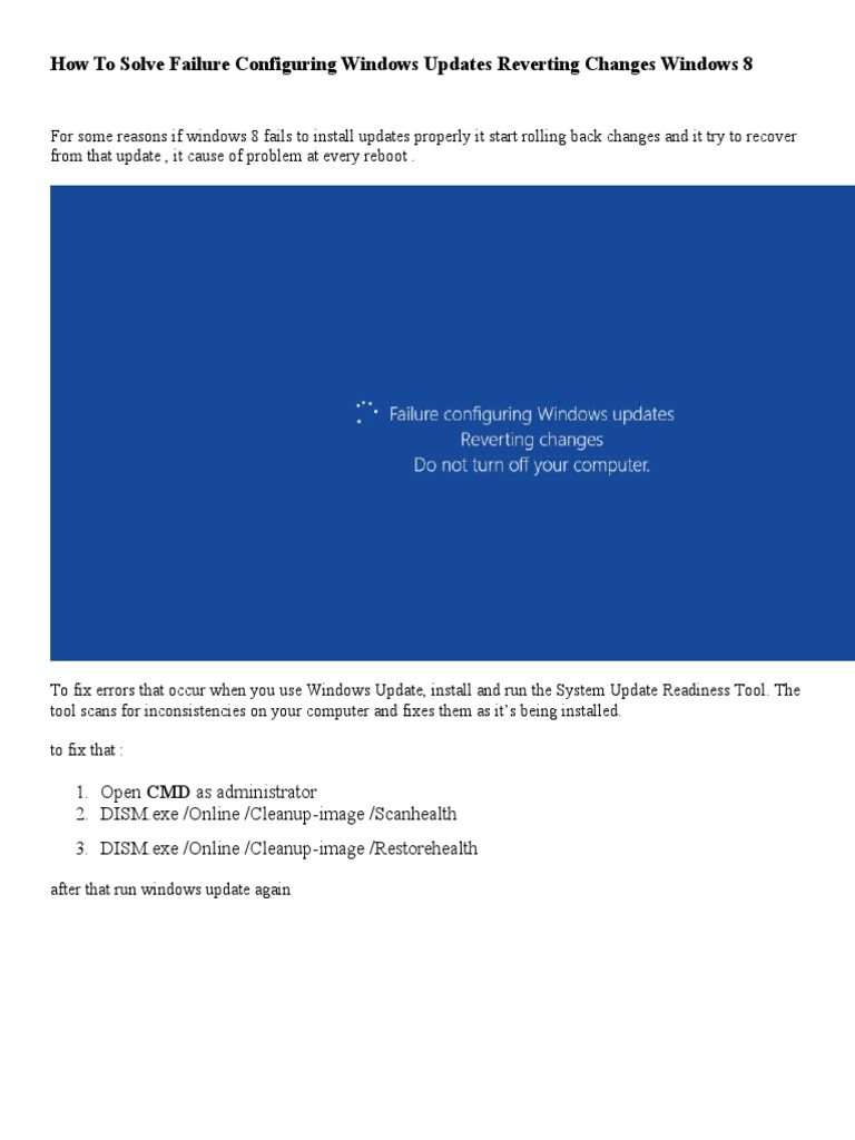 How To Solve Failure Configuring Windows Updates Reverting Changes ...