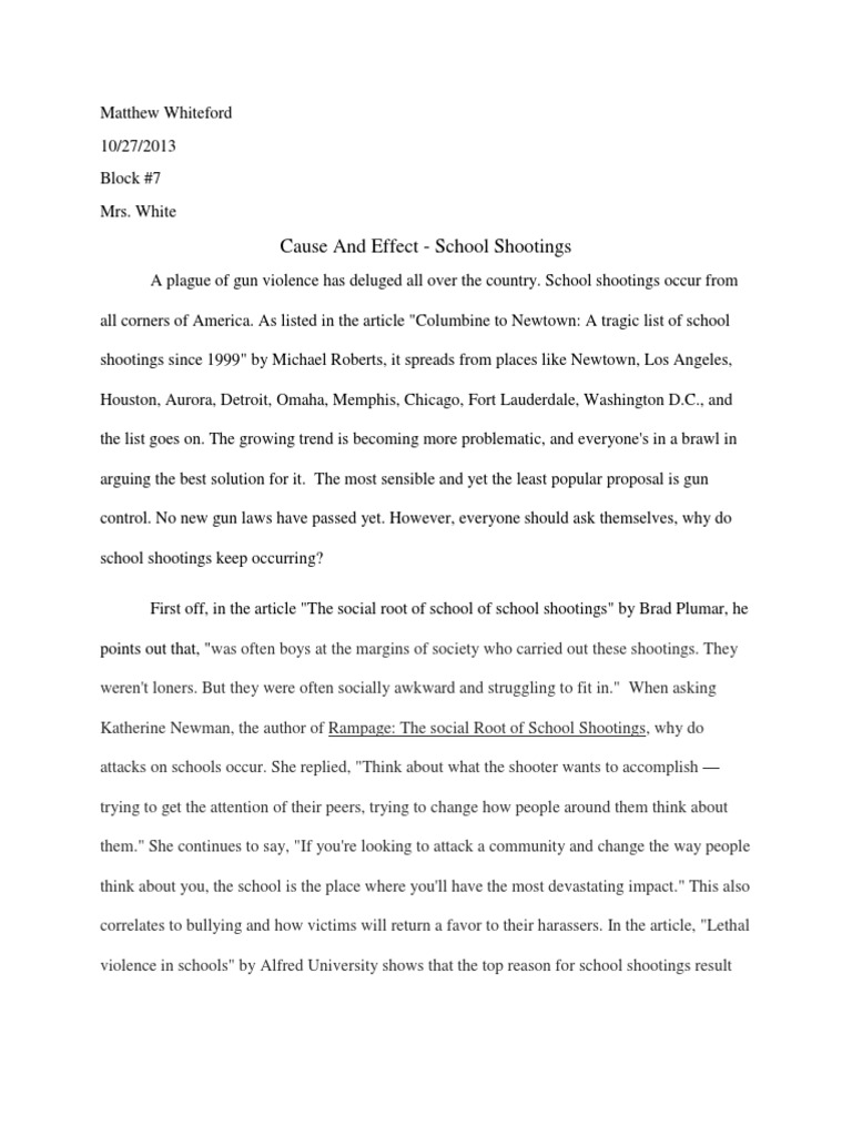 essay on school shootings
