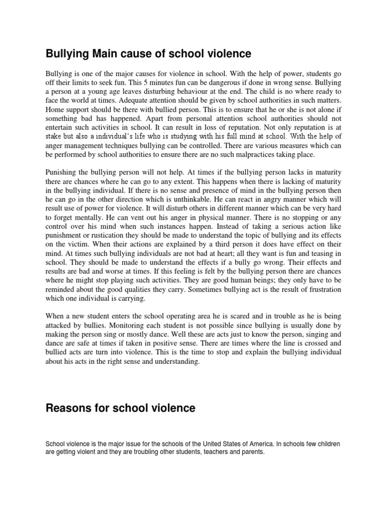 bullying and physical violence in schools essay