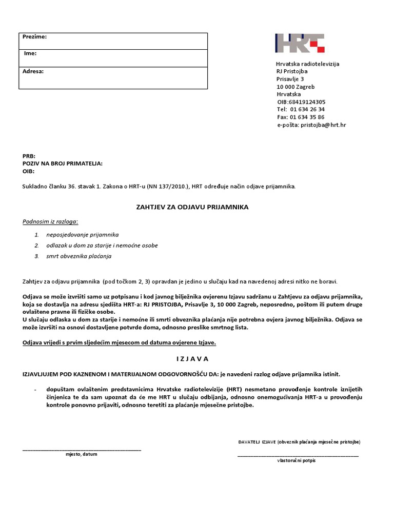 Odjava Fizicke | PDF
