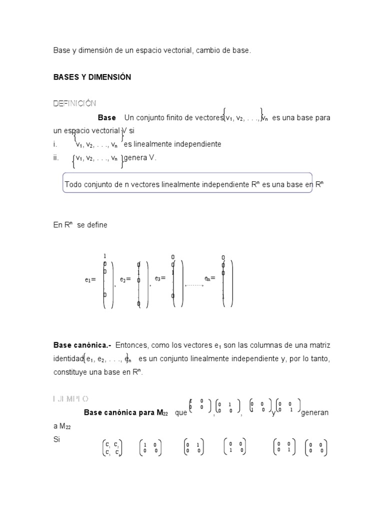 Encontrar Una Base De Un Espacio Vectorial