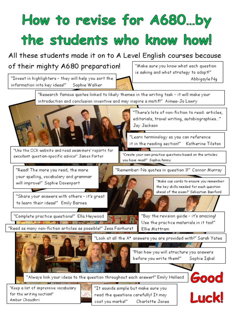 All These Students Made It On To A Level English Courses Because of ...