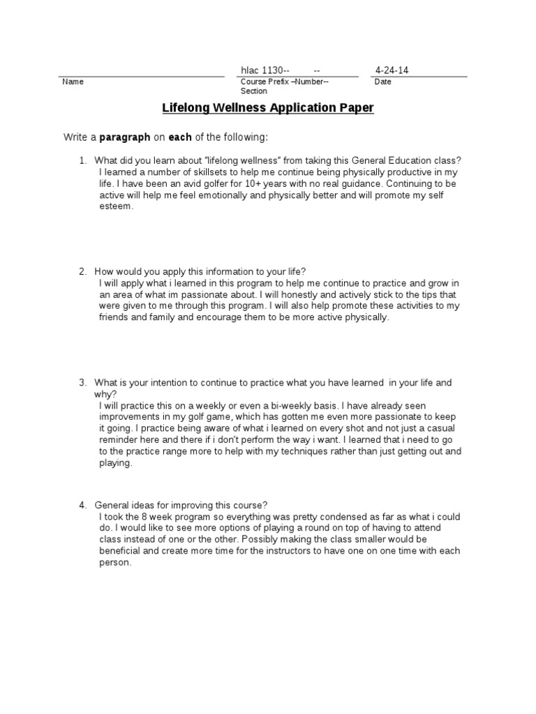 Lifelong Wellness Insights and Applications | PDF